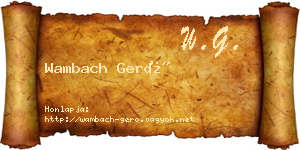 Wambach Gerő névjegykártya